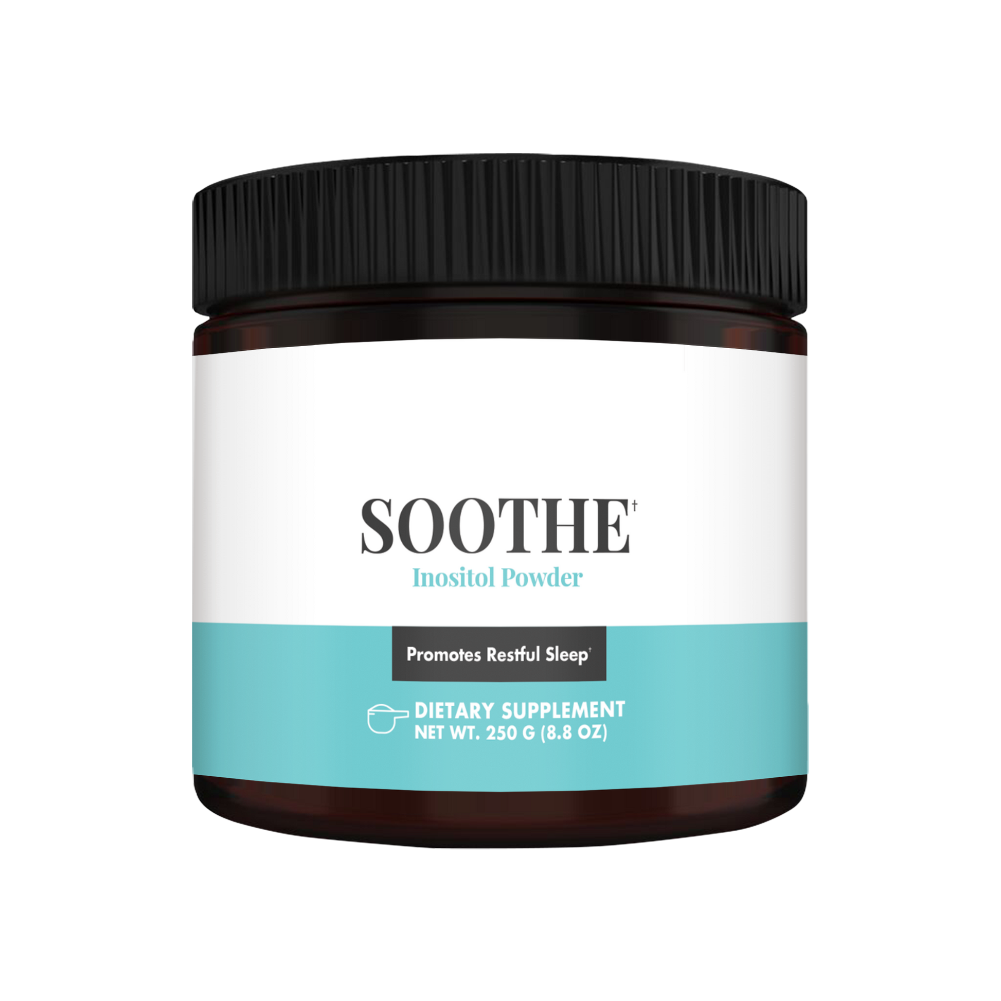 SOOTHE Inositol Powder dietary supplement, 250g container, designed to promote restful sleep.